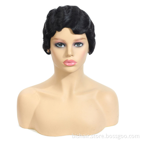 Raw Indian hair products Kenya shop online short mommy wig deep curly human hair wig sewing machine made wig for black women
